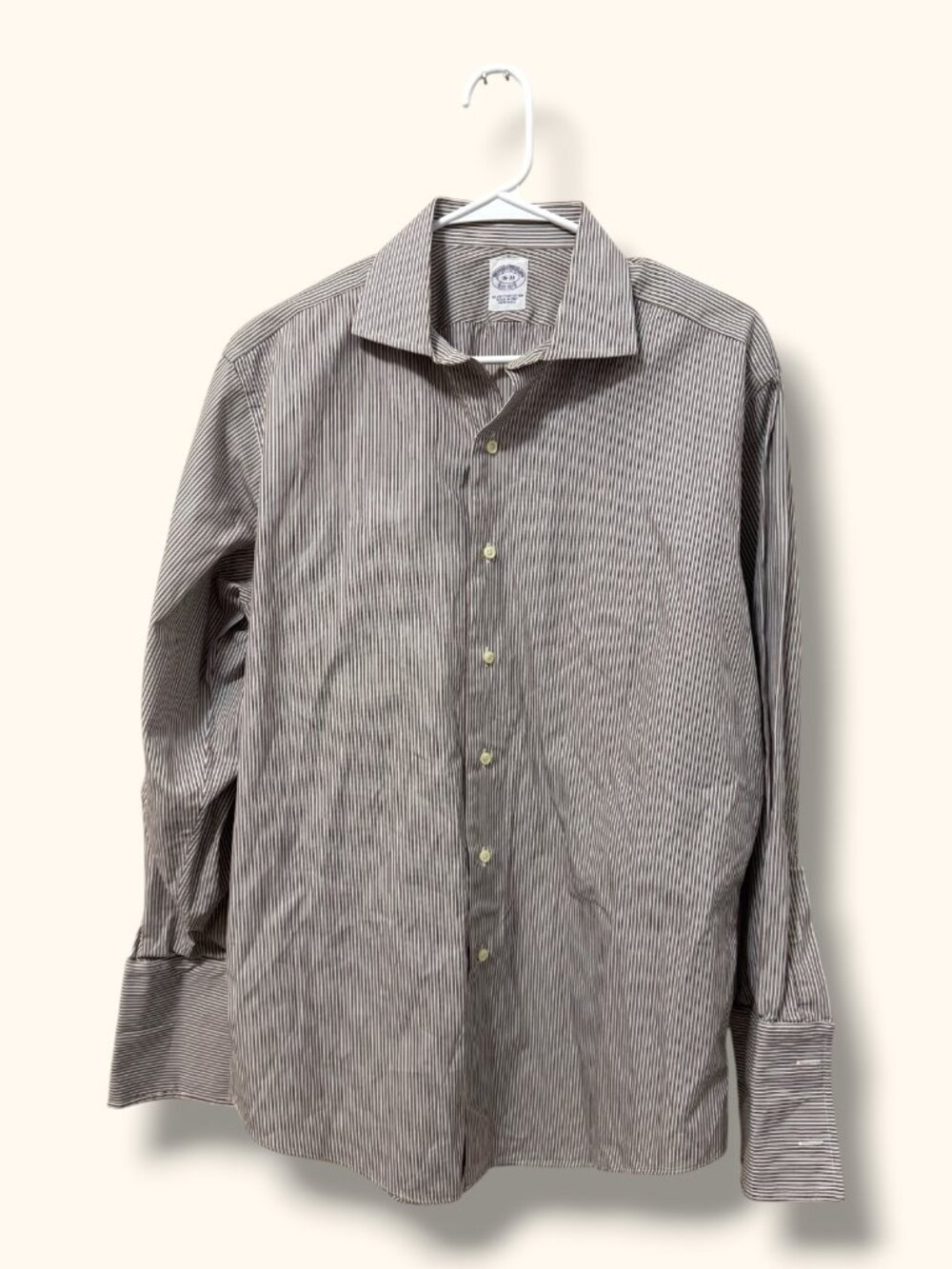 Brooks Brothers Dress Shirt Mens 16 33 Striped Egyptian Cotton Classic White